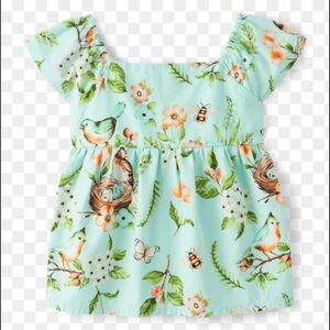 Gymboree Mint Green Floral and Bird Spring Blouse and Skirt Set